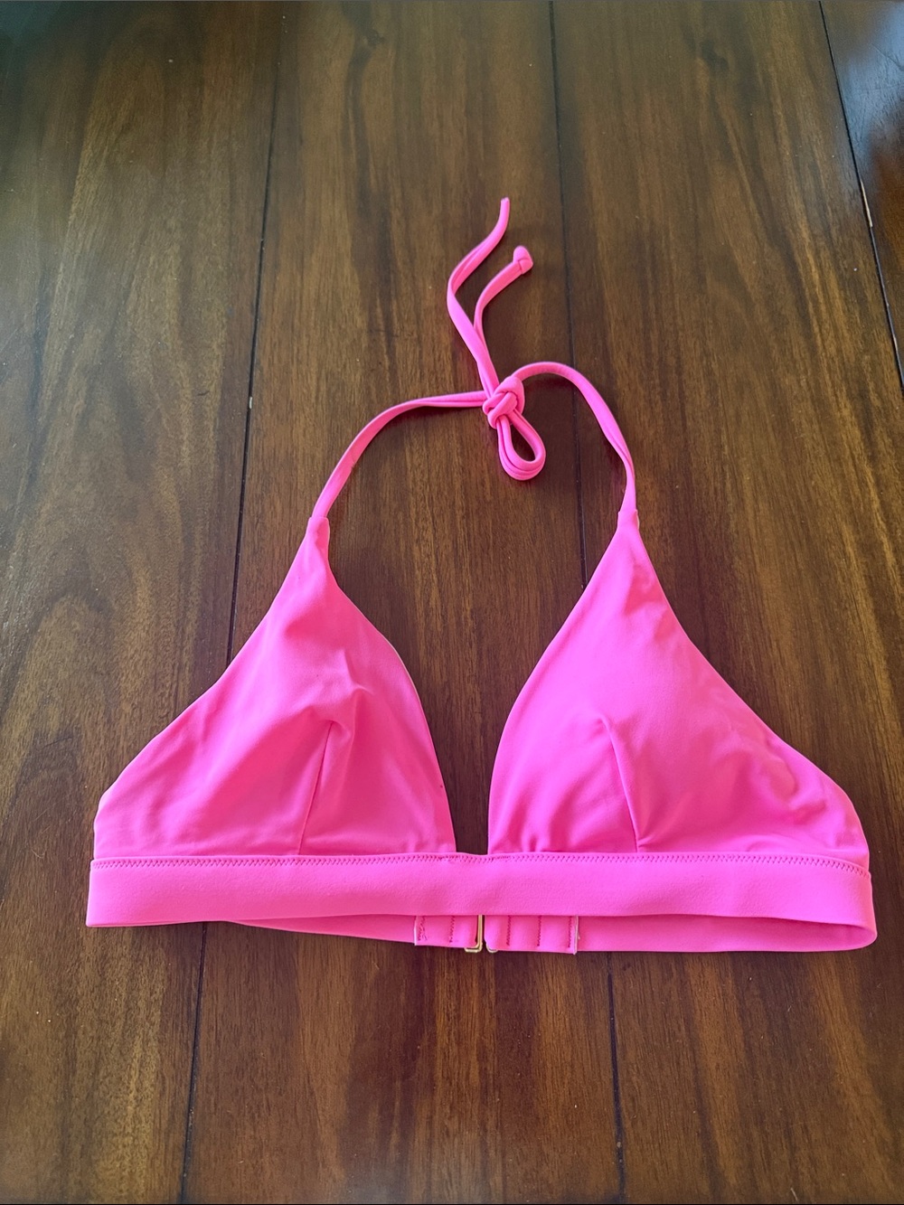 Victoria's Secret Bright Pink Bikini Top with‎ Gold Logo Charm small